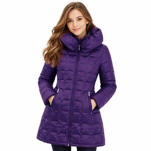 Laundry‎ by Shelli Segal Womens XS Down Quilted Puffer Winter Jacket Purple